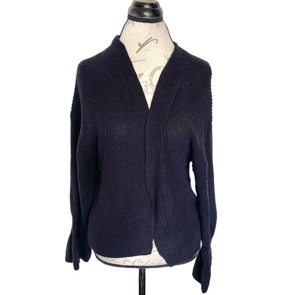 Melrose Market Womens Size Small Open Cardigan Sweater Black Bell Sleeve Knit - Picture 1 of 12